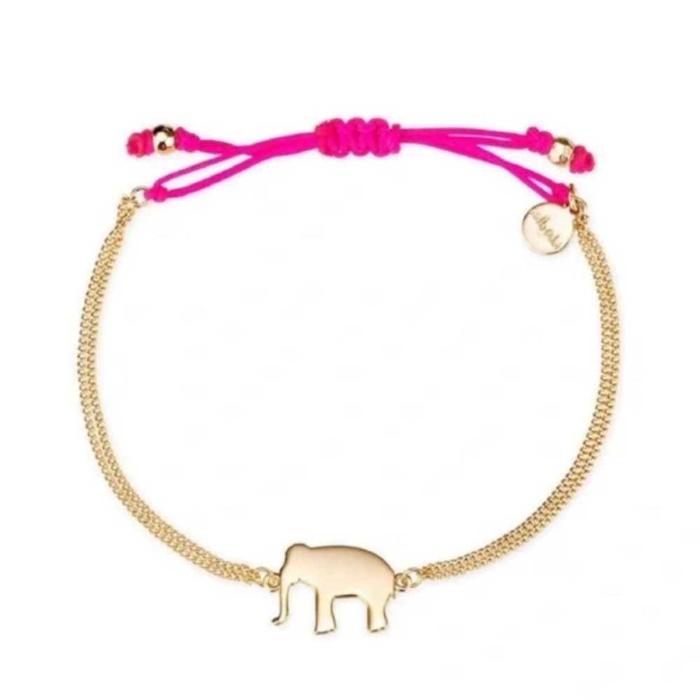 🌺The Stella and Dot Elephant Charm Bracelet in Gold Tone with Pink Slider
🌺